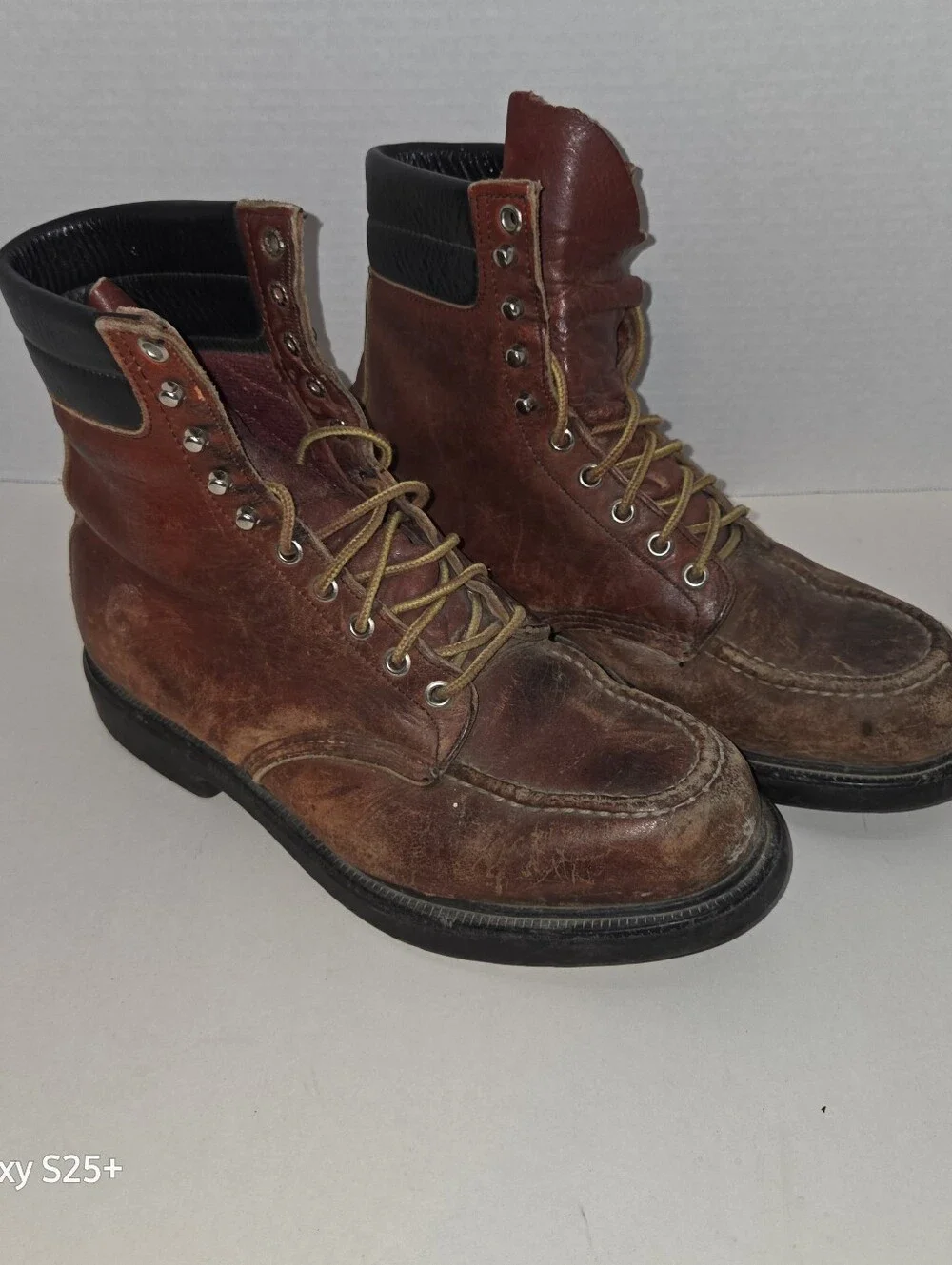 Vintage Red Wing 404 SuperSole Moc Toe Work Boots Brown Leather USA Men's 10.5
